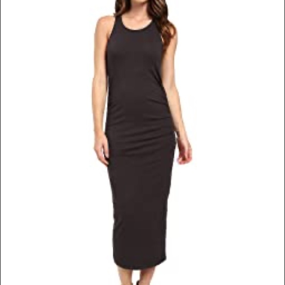 New Michael Stars Racer Back Ruched Midi Dress Oxide Size XS